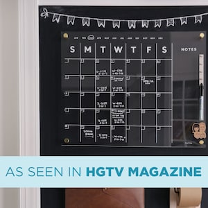 Maandkalender voor droog wissen van acryl met kantnotities | Elegant helder muurdecor| Grote lucite-kalender voor thuiskantoor | Housewarmingcadeau