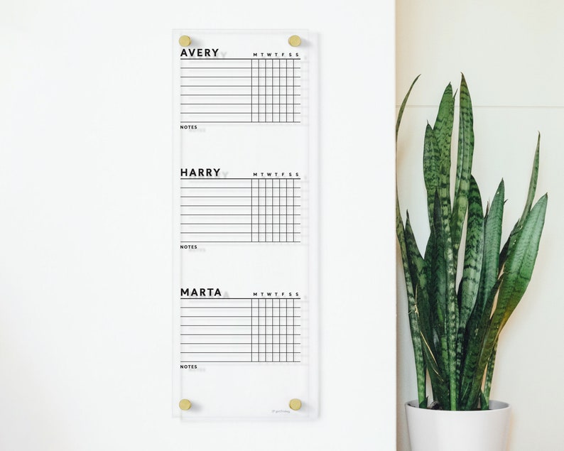 Personalized Acrylic Chore Chart for Wall | Responsibility Board With 2 ...
