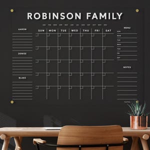 Gezinscommandocentrum | Droog uitwisbare maandelijkse heldere acrylkalender | Maandplanner takenlijst takenlijst | Aanpasbare opberger voor in huis