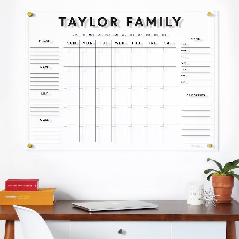 Family Command Center Dry Erase Monthly Clear Acrylic Etsy