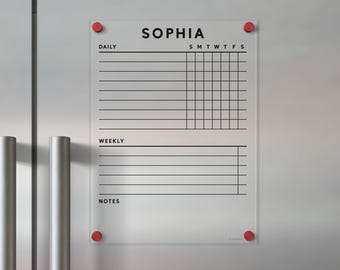 Premium Magnetic Acrylic Fridge Chore Chart | Customizable Dry Erase Chore Chart | Magnetic Fridge Decor with Strong Adhesive