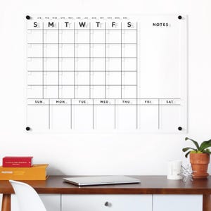 Acrylmaandkalender met weekweergave | Maandelijkse weekkalender | Dry Erase Family Command Center | Minimalistisch housewarmingcadeau