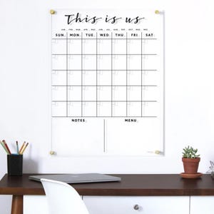 This Is Us Acrylic Calendar | Custom Bottom Name Dry Erase Board | Durable Acrylic Wall Decor with Hardware | Personalized Family Calendar
