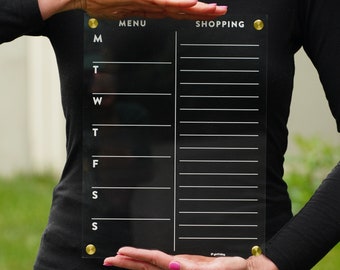 Menú y lista de compras para FRIDGE / Acrílico magnético / Calendario de borrado en seco - Copia