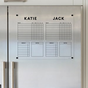 Magnetic Acrylic Dry Erase Custom Chore Chart for Kids | Daily Task Planner | Customizable Family Schedule Board | Easy Installation