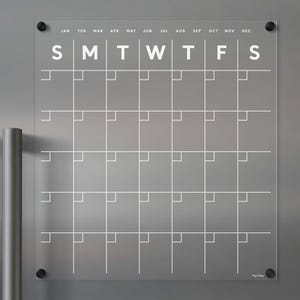 FRIDGE calendar | Magnetic Acrylic  | Durable Ghost-free Dry Erase Calendar for Kitchen | Family Command Center | Home Organization Board