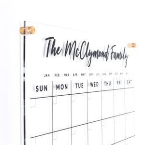 2025 Personalized Acrylic Calendar for Wall | Custom Family Planner | Dry Erase Monthly Board for Kitchen or Office | Dry Erase Board