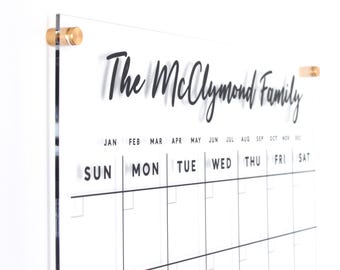 2025 Personalized Acrylic Calendar for Wall | Custom Family Planner | Dry Erase Monthly Board for Kitchen or Office | Dry Erase Board