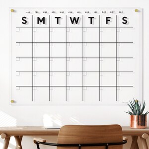Originele acrylkalender | Droog uitwisbare wandkalender | Minimalistisch helder acryl | Aanpasbare maandplanner | Moderne woninginrichting