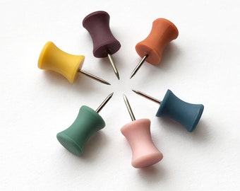 Set of 25 Stylish Push Pins | Modern Push Pins for Cork Board | Hourglass Shape with Rubber Grips | Multi-Colored or White Office Decor