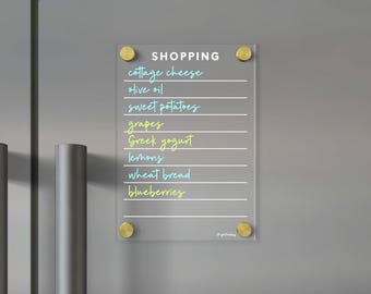 Customizable Magnetic Acrylic Dry Erase Calendar | Fridge To Do List | Shopping List | Notes Board | Small 5"x7" Clear Acrylic | Ghost-Free