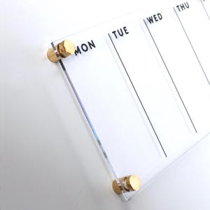 Wekelijkse acrylkalender met KORTING | Helder, droog uitwisbaar bord met gepolijste randen | Niet-retourneerbaar | Hoogwaardige muurplanner