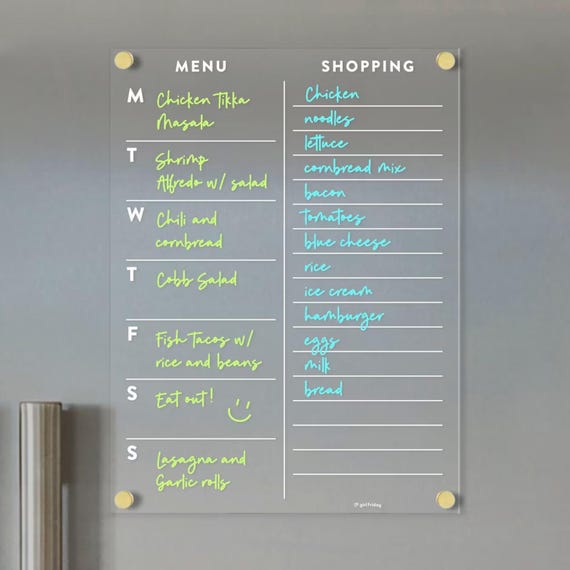 Magnetic Dry Erase Menu Board - 17"x12" Meal Planning - View #10