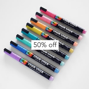 6mm Reversible Tip Wet Erase Chalk Pens Neon or Earth Tones, 8