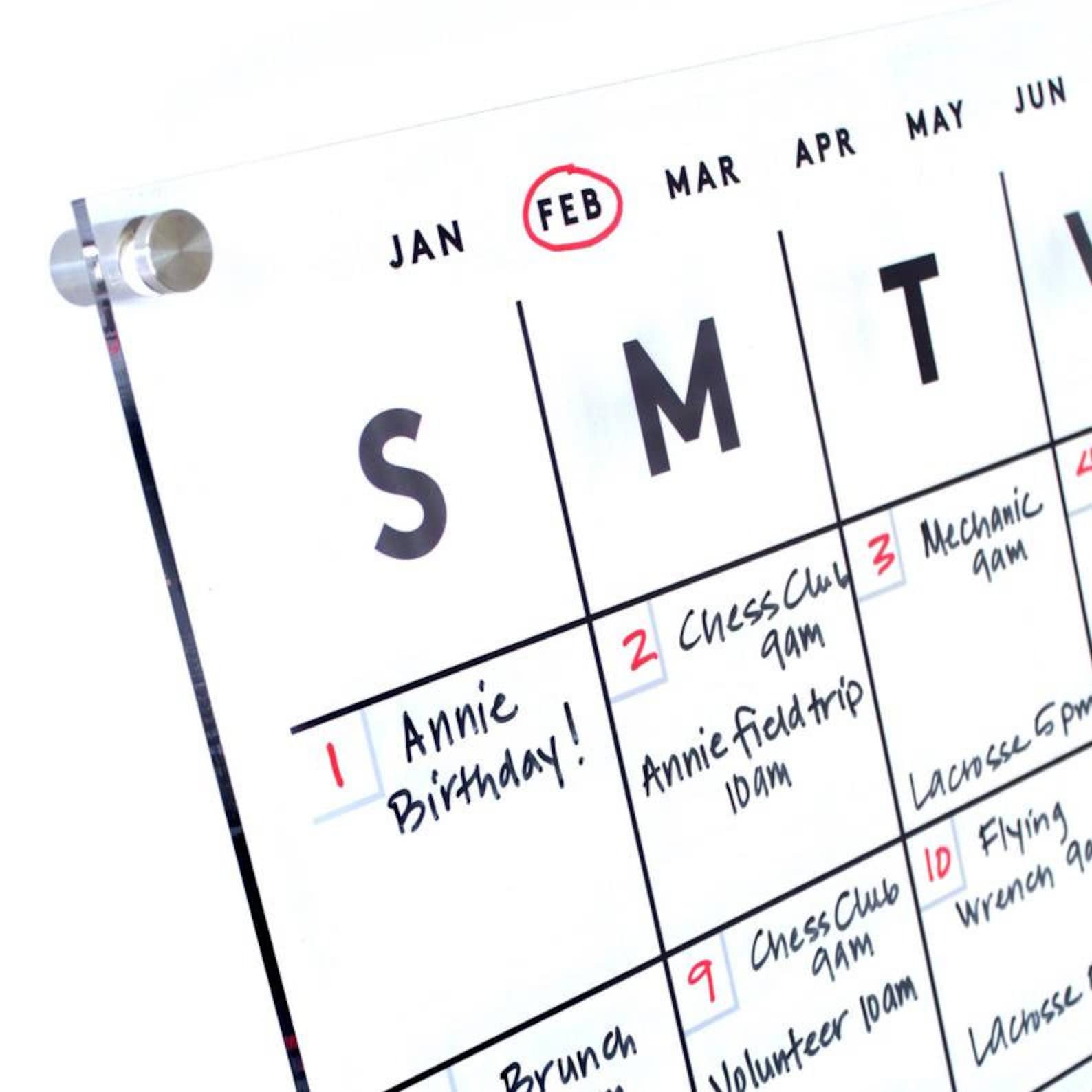 Acrylic calendar dry erase calendar for wall etsy