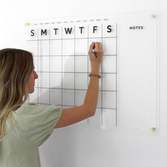 The Original Acrylic Wall Calendar | Forever Family Command Center | Large Dry Erase Monthly Planner | Modern Home Organization Tool
