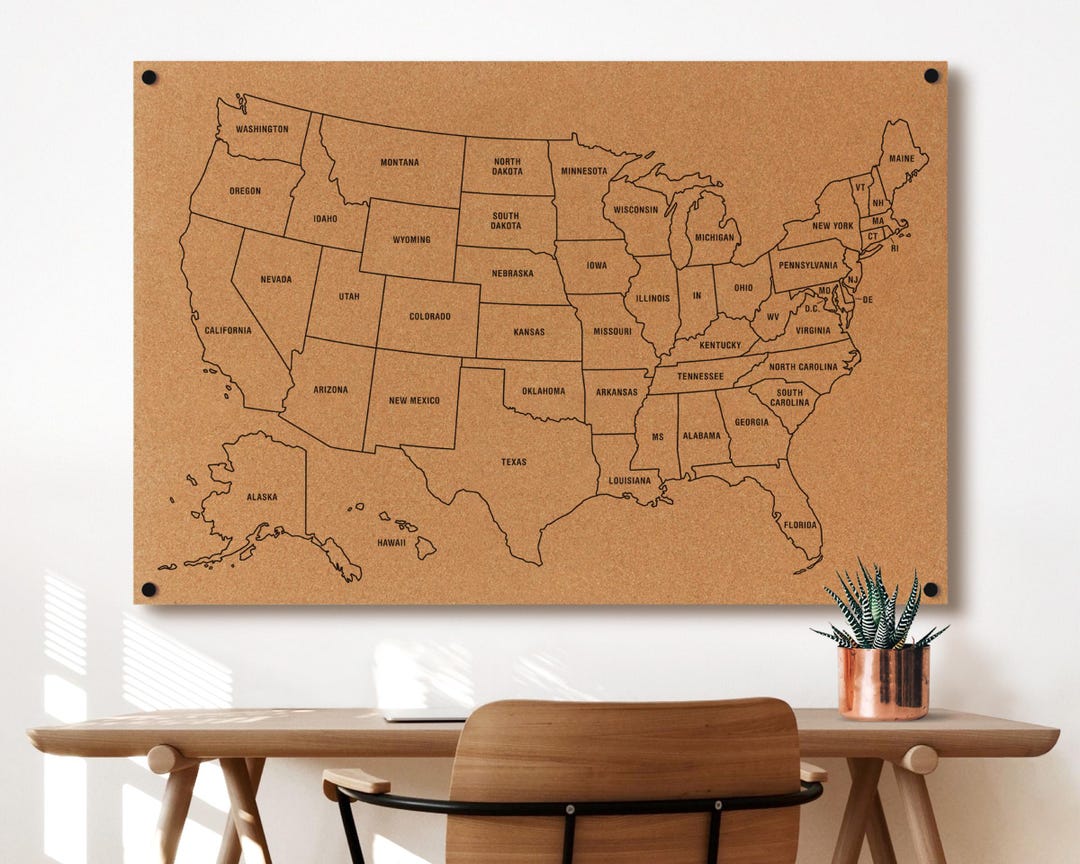 Push Pin Map of USA, Travel Map USA United States, 5 Year Anniversary ...