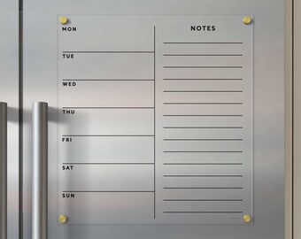 Magnetic Acrylic Fridge Chore Chart for 2-5 Children | Daily & Weekly Dry Erase Chart | Magnetic Fridge Organizer with Customizable Sections