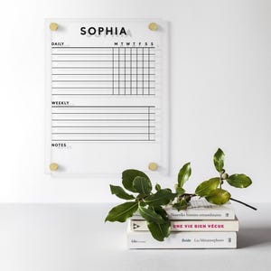 Aanpasbaar takenschema voor kinderen | Verantwoordelijkheidsbord van acryl droog uitwisbaar | Geschikt voor 1 of 2 kinderen | Gezinsorganisator | Taakbord