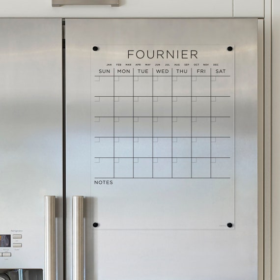 FRIDGE Calendar Custom Family Name Magnetic Acrylic With Bottom Notes Dry  Erase Calendar - Etsy