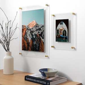 Clear Floating Acrylic Frame for Photos | Minimalist Wall Art | Gallery Wall Frame | Diploma Frame | Polished Edge Acrylic Frame