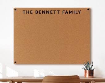 The Original Modern Cork Board | Large Bulletin CorkBoard with Custom Name | Floating Cork Board with Standoff Mounts for Home or Office