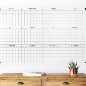 Yearly dry erase acrylic calendar - Annual at a glance board