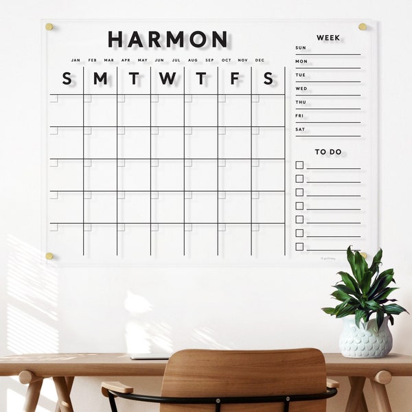 Personalisierter Acryl-Wandkalender mit anpassbaren Seitenteilen | 2023 Minimalistischer Wandkalender, für Küche, Büro oder Mudroom