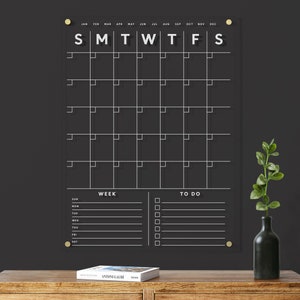 2025 acryl droog uitwisbare kalender | Aanpasbare maandelijkse muurplanner | Modern gepersonaliseerd housewarmingcadeau | Hedendaagse woonkalender
