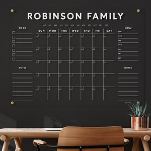 Family Command Center | Dry Erase Monthly Clear Acrylic Calendar + 4 side sections