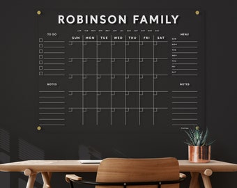 Family Command Center | Dry Erase Monthly Clear Acrylic Calendar + 4 side sections