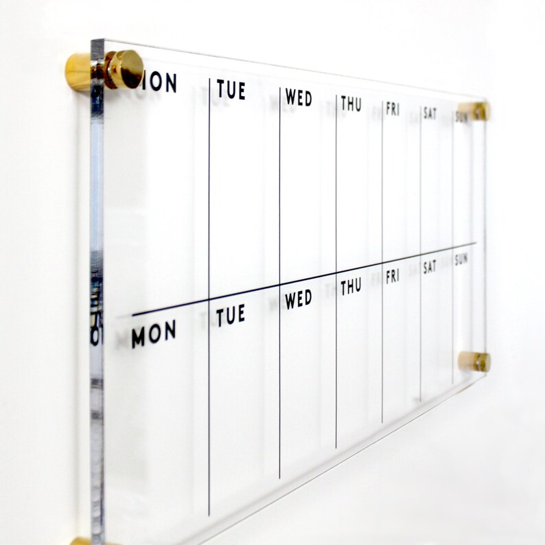 2 Week Acrylic Calendar Thicker Acrylic Dry Erase Calendar Etsy