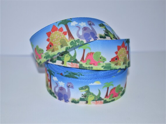 Dinosaurs Grosgrain Ribbon 22mm Blue Diy Hair Bows Dinosaurs Grosgrain Ribbon 22mm Blue