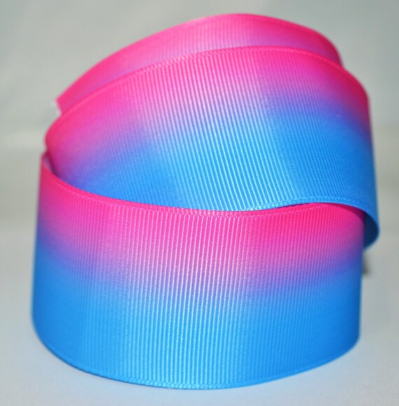 Pink And Blue Ombre Watercolours Grosgrain Ribbon 38mm Etsy