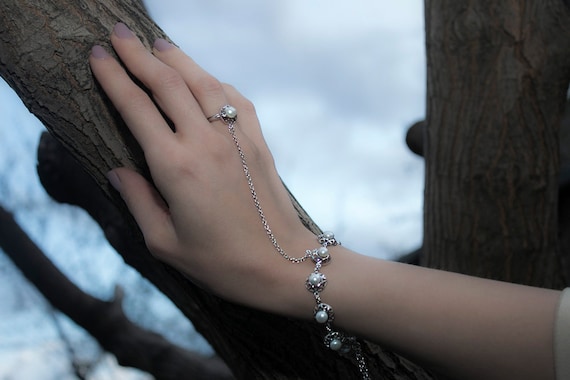 KIKICHIC | NYC | Triple Blue Evil Eye Hand Chain Bracelet Sterling Silver  (925) in 14k Gold and White Gold.