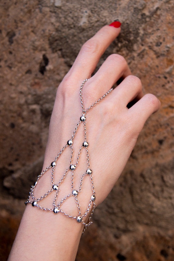 Sterling Silver Hand Chain Constellation Bracelet Ring Finger