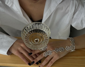 Sterling Silver Hand Chain "Frida" Bracelet Ring Slave Bracelet Wedding jewelry Hand piece Finger bracelet Armenian silver jewelry