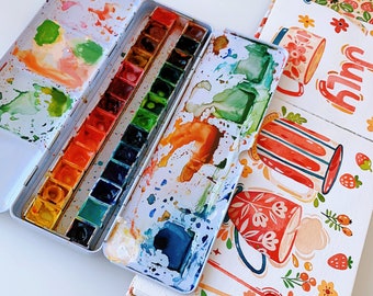 Handmade Qi’s palette watercolor paints set