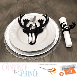Hirsch Besteck Serviettenhalter Vorlage | SVG JPG | Wintersaison | Festliche Anlässe | Selbstgemachte Geschenkidee