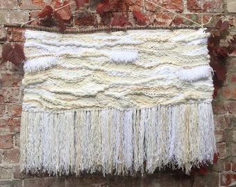 Extra Large Woven wall hanging/ tapestry/ weaving - white