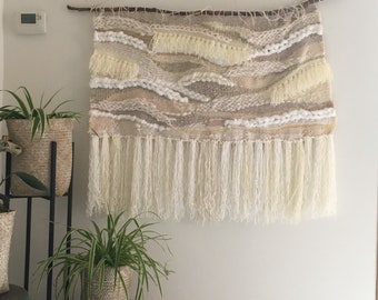 Extra Large Woven wall hanging/ weaving - white Scandi