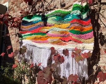 Woven wall hanging/ weaving- rainbow colours
