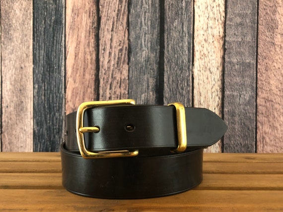 Traditional Leather Belt Ft. Brass West End Buckle and Solid Brass Loop.  Swappable Belt Buckle. Mens Gift, Ladies Gift, Unisex Gift 