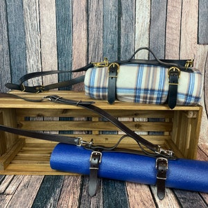 Leder Decke Gurt, Leder Yoga matt Riemen, Tragegurt, Custom Decke Riemen, Decke Rolle, Picknick und Camping Accessoires