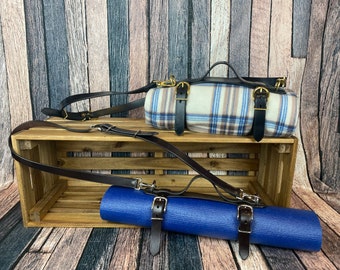 Leather blanket strap, Leather yoga matt strap, Carrying strap, Custom blanket strap, Blanket roll,  Picnic and camping accessories