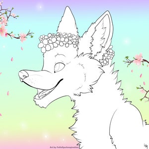 Spring Themed Fursona Canine Lineart Base #Furry
