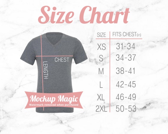 Bella Canvas Tee Size Chart