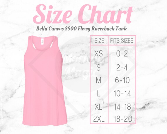 Bella Flowy Racerback Tank Size Chart