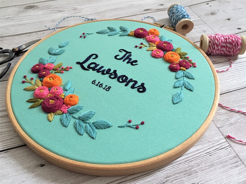 Embroidery Hoop Art Wedding Gift Broderie Personalized Etsy