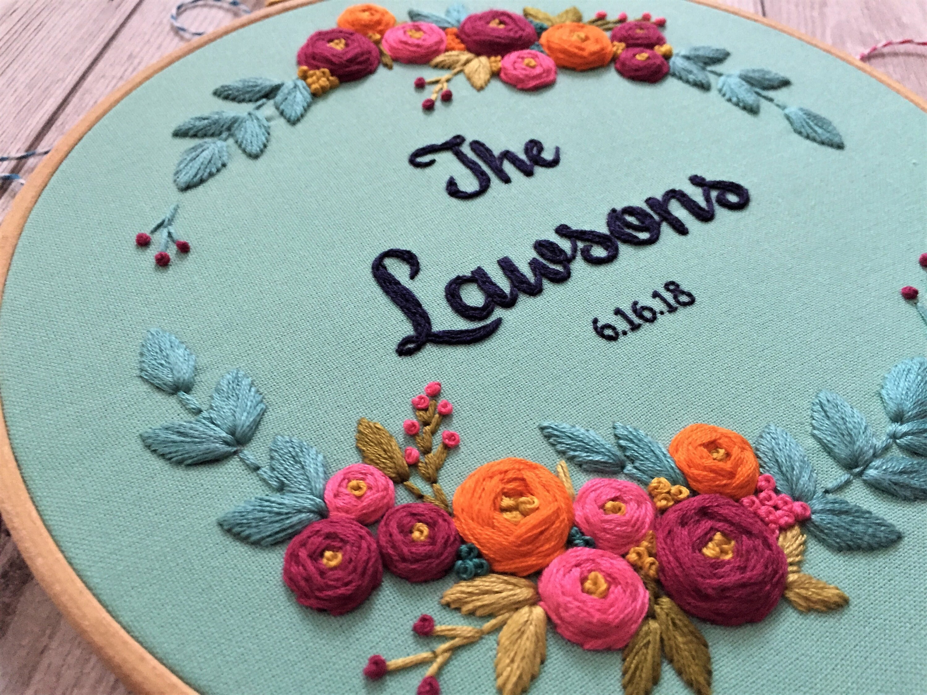 Home & Living Wall Hangings Flowers Embroidery art Original Artwork Hand embroidery Thread